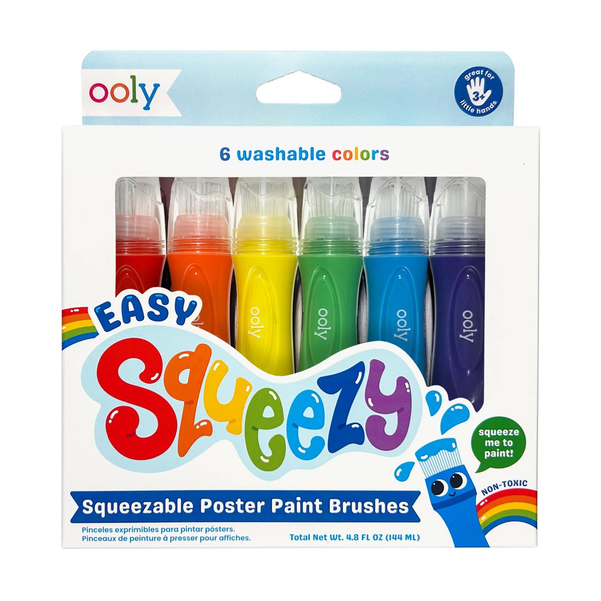 Easy Squeezy Squeezable Poster Paint Brushes - Set of 6