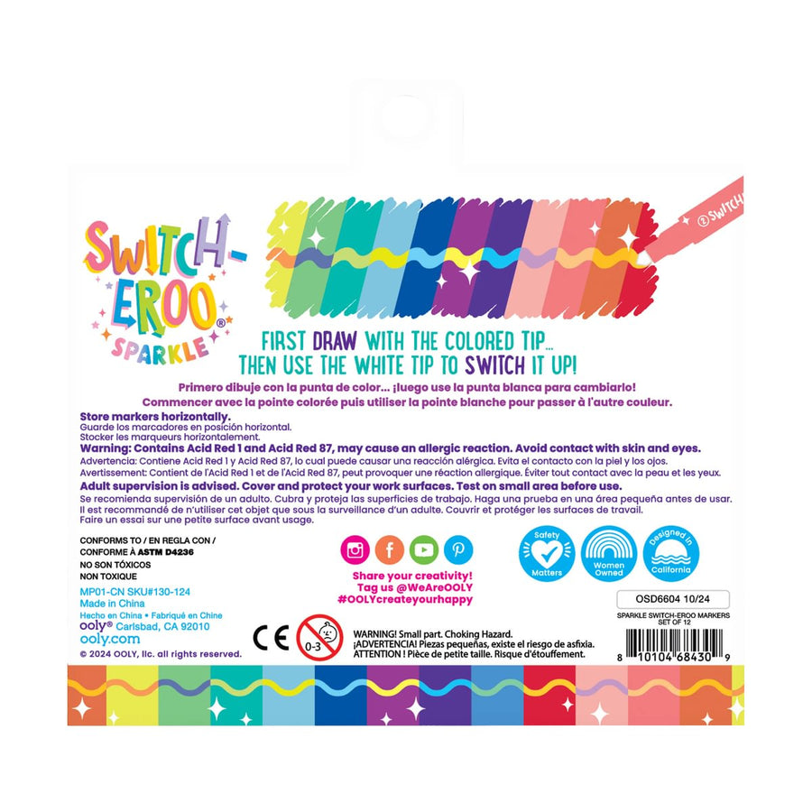 Switcheroo Sparkle Glittery Color Changing Markers - Set of 12