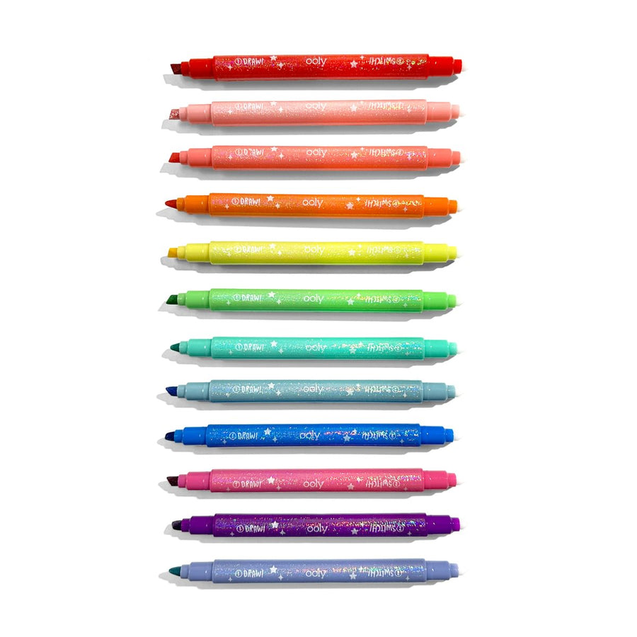 Switcheroo Sparkle Glittery Color Changing Markers - Set of 12