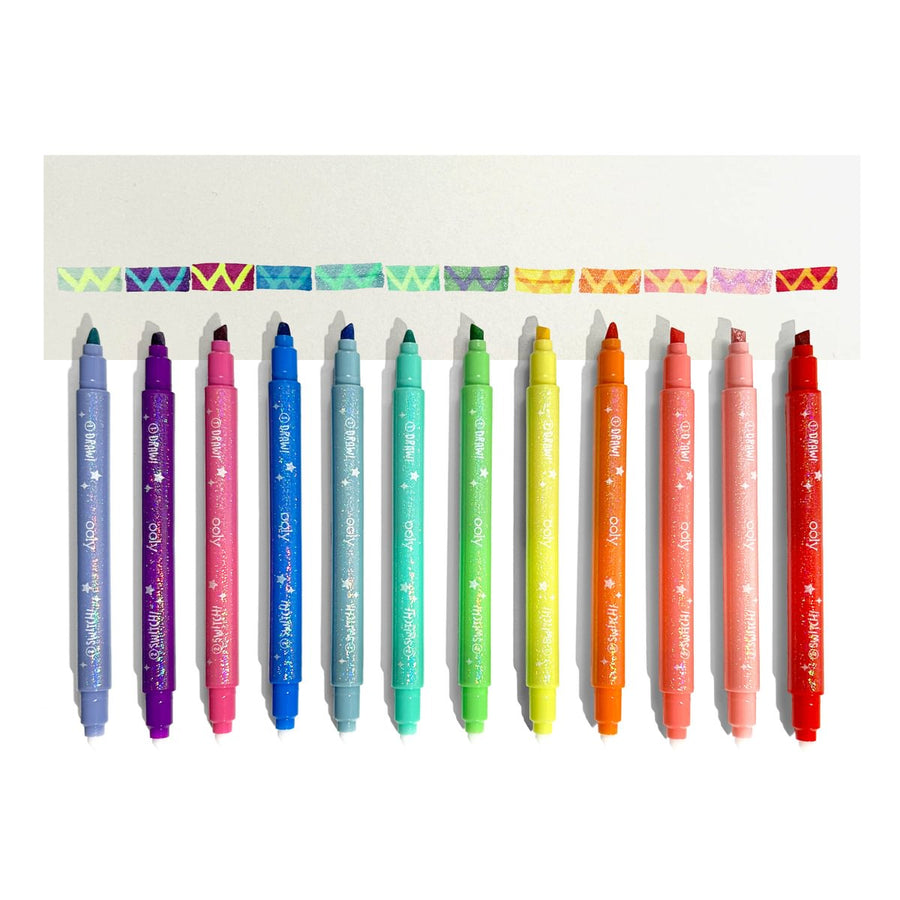 Switcheroo Sparkle Glittery Color Changing Markers - Set of 12