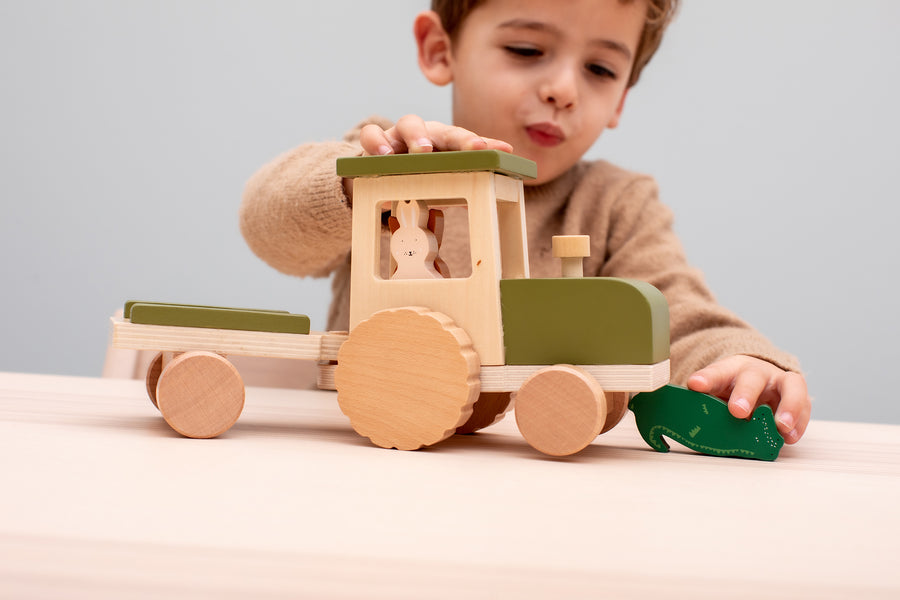 Wooden Tractor With Trailer