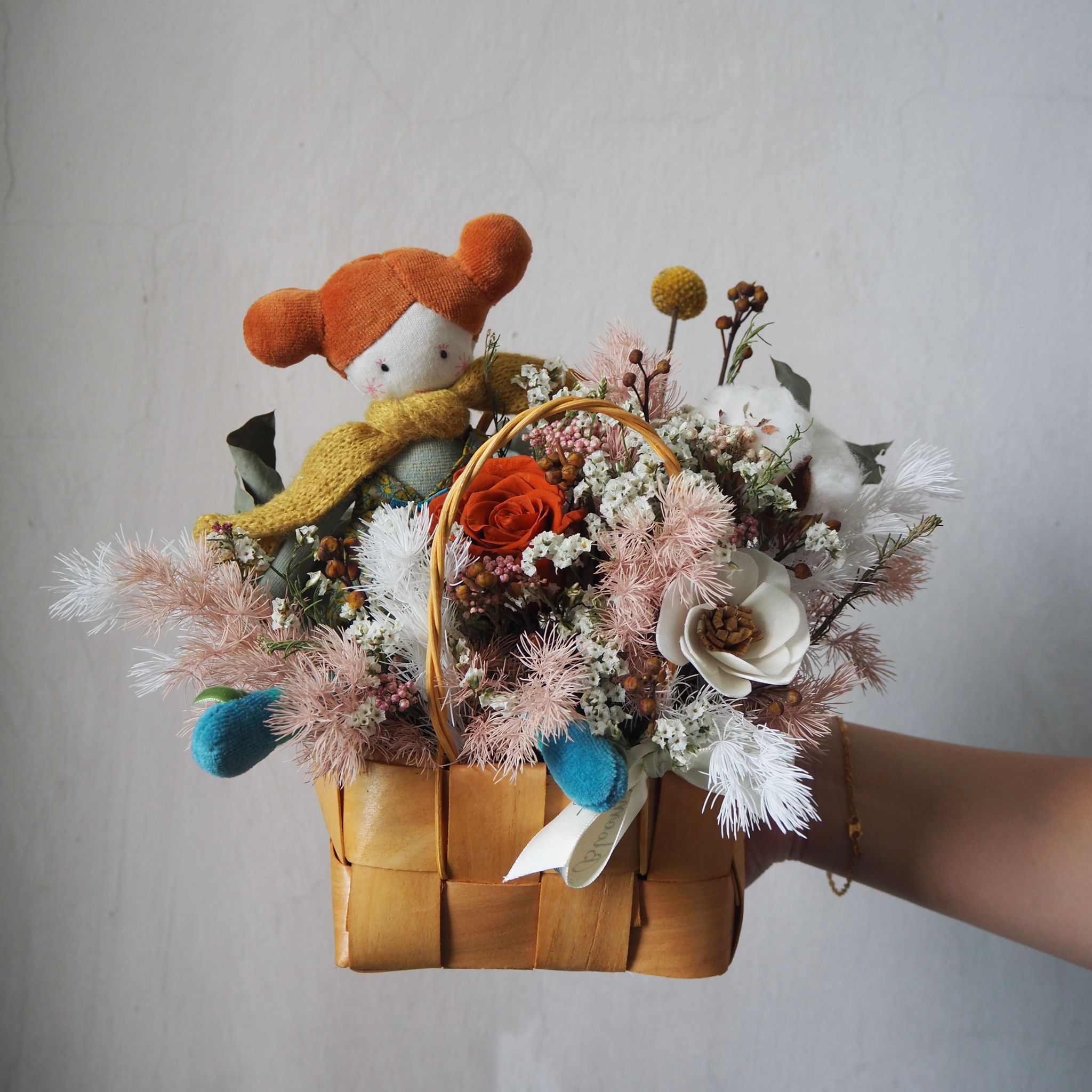 Snuggle Newborn Preserved Flower Basket