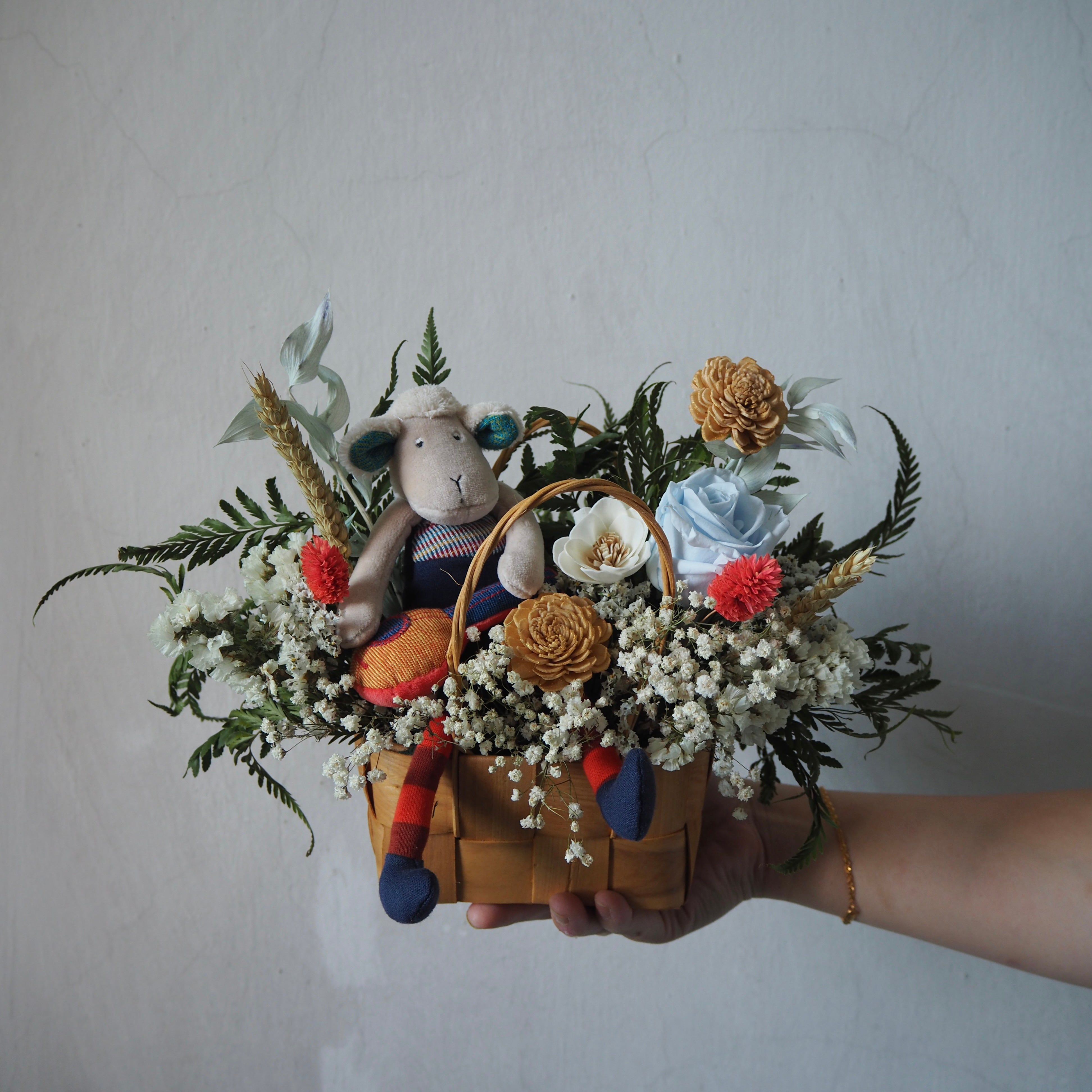 Snuggle Newborn Preserved Flower Basket