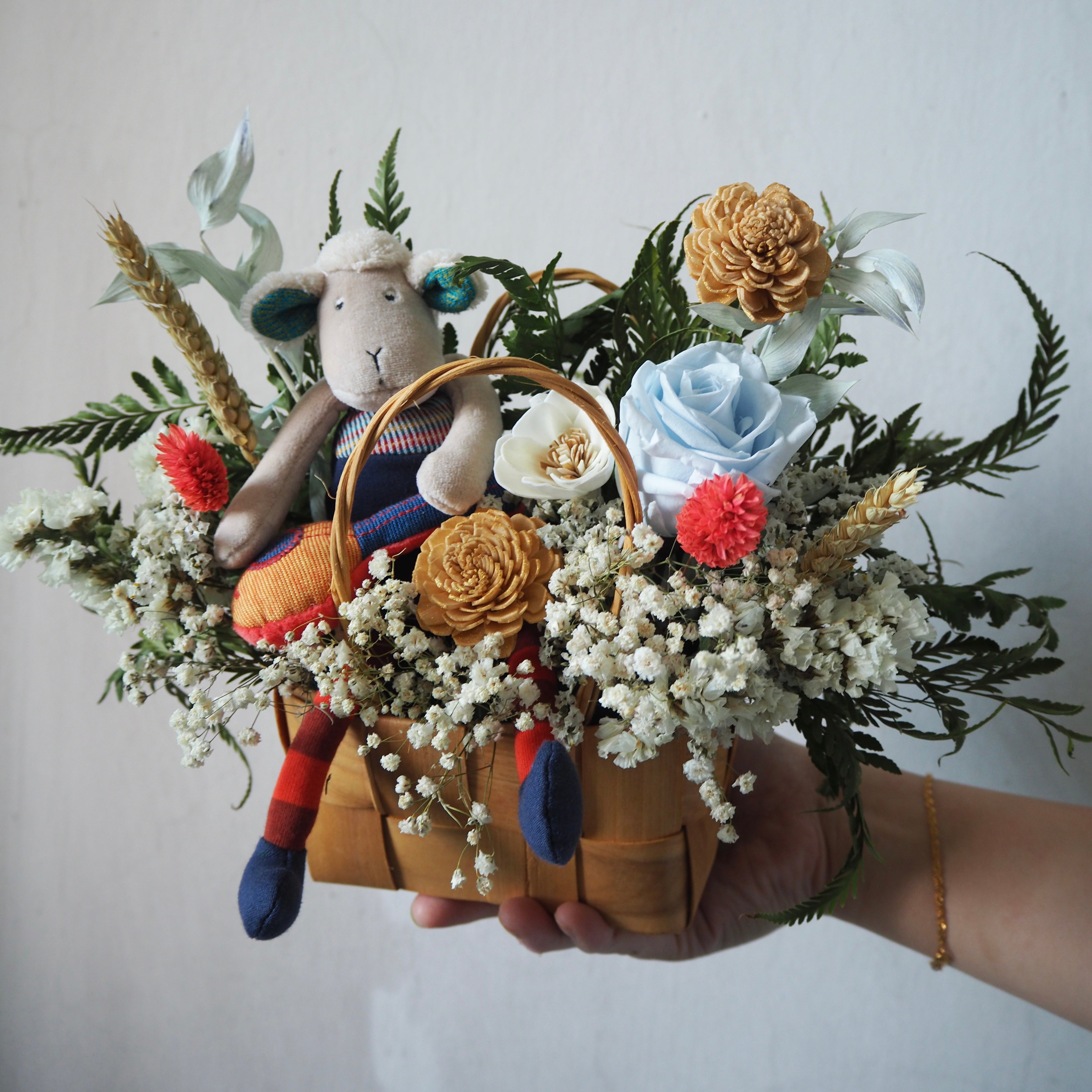 Snuggle Newborn Preserved Flower Basket