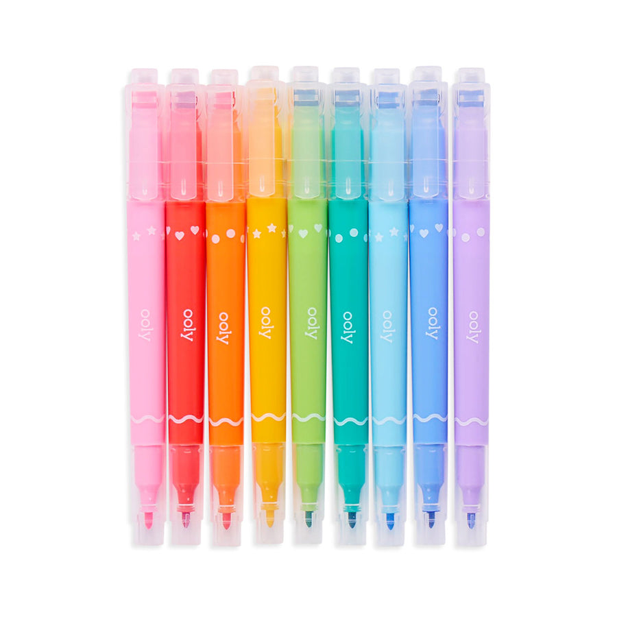 Confetti Stamp Double Ended Markers - Set of 9