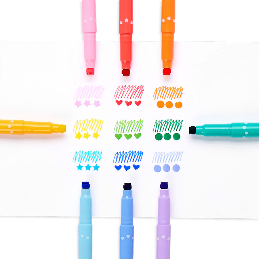 Confetti Stamp Double Ended Markers - Set of 9