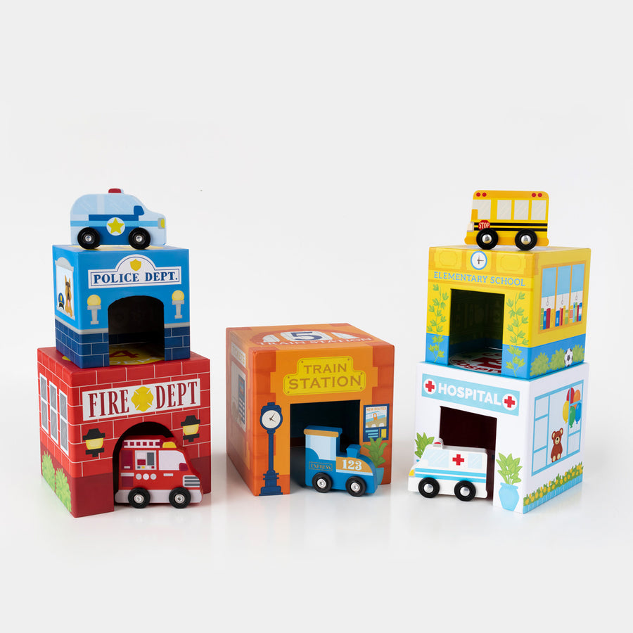 Stackables Nested Cardboard Toy Set - Busy City