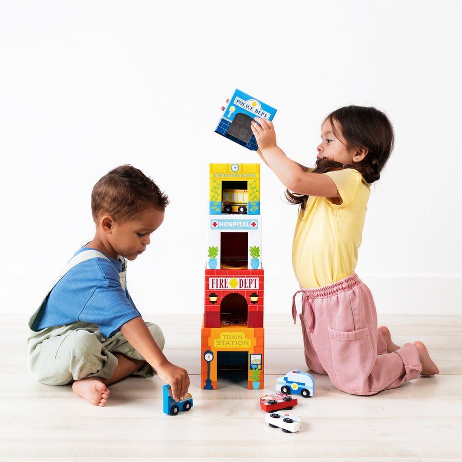 Stackables Nested Cardboard Toy Set - Busy City