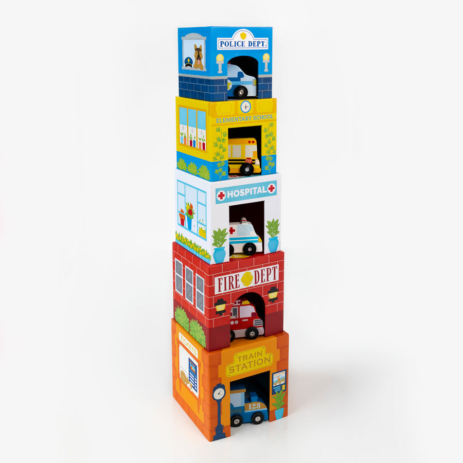 Stackables Nested Cardboard Toy Set - Busy City