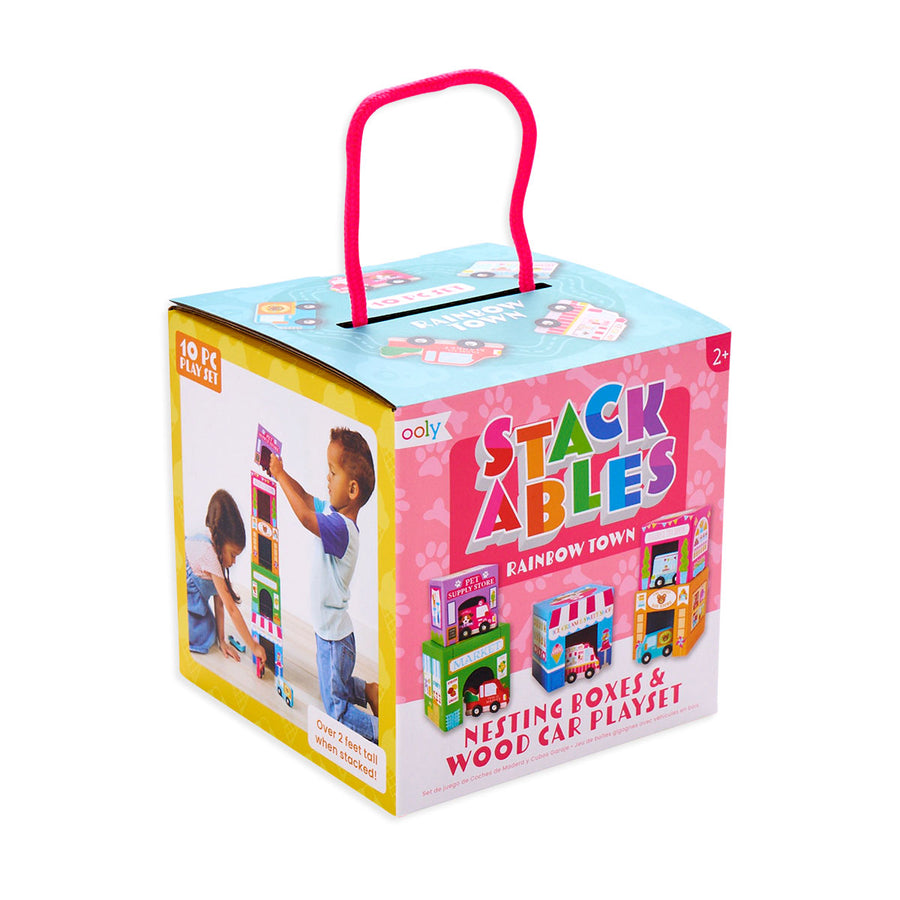 Stackables Nested Cardboard Toy Set - Rainbow Town