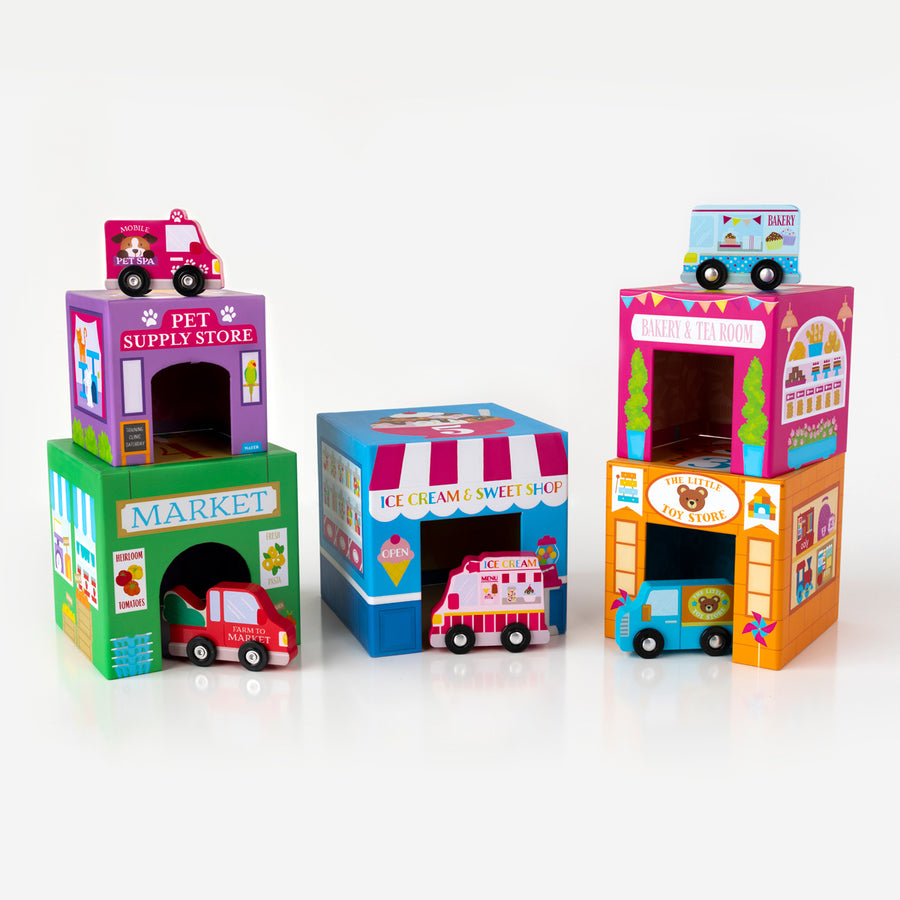 Stackables Nested Cardboard Toy Set - Rainbow Town