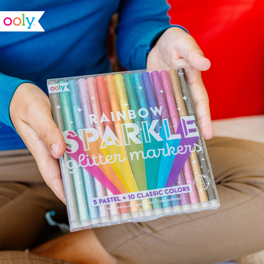 Rainbow Sparkle Glitter Markers - Set of 15