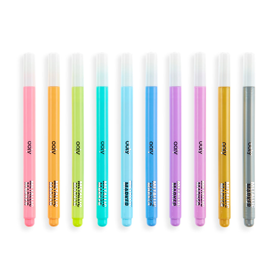 Color Lustre Metallic Brush Markers - Set of 10