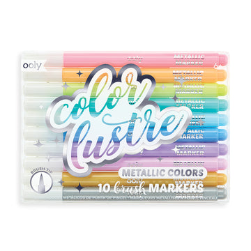 Color Lustre Metallic Brush Markers - Set of 10