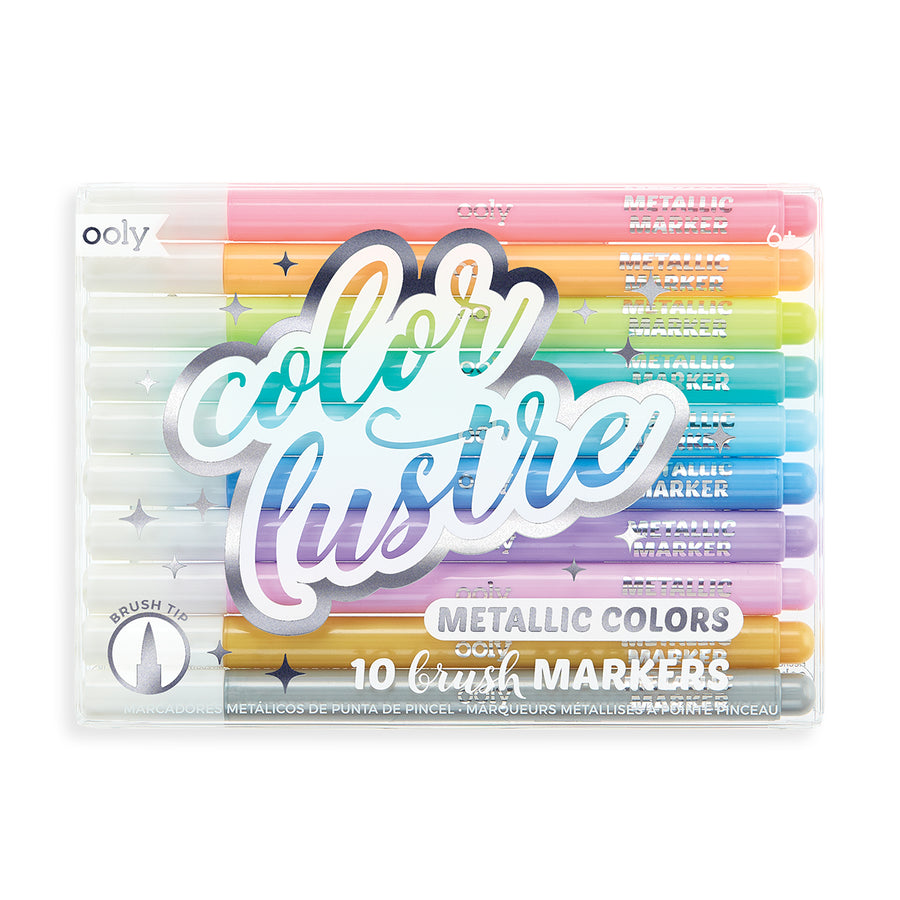 Color Lustre Metallic Brush Markers - Set of 10