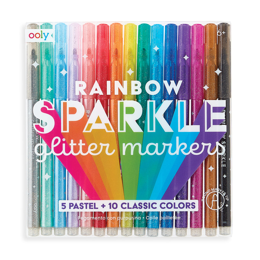 Rainbow Sparkle Glitter Markers - Set of 15