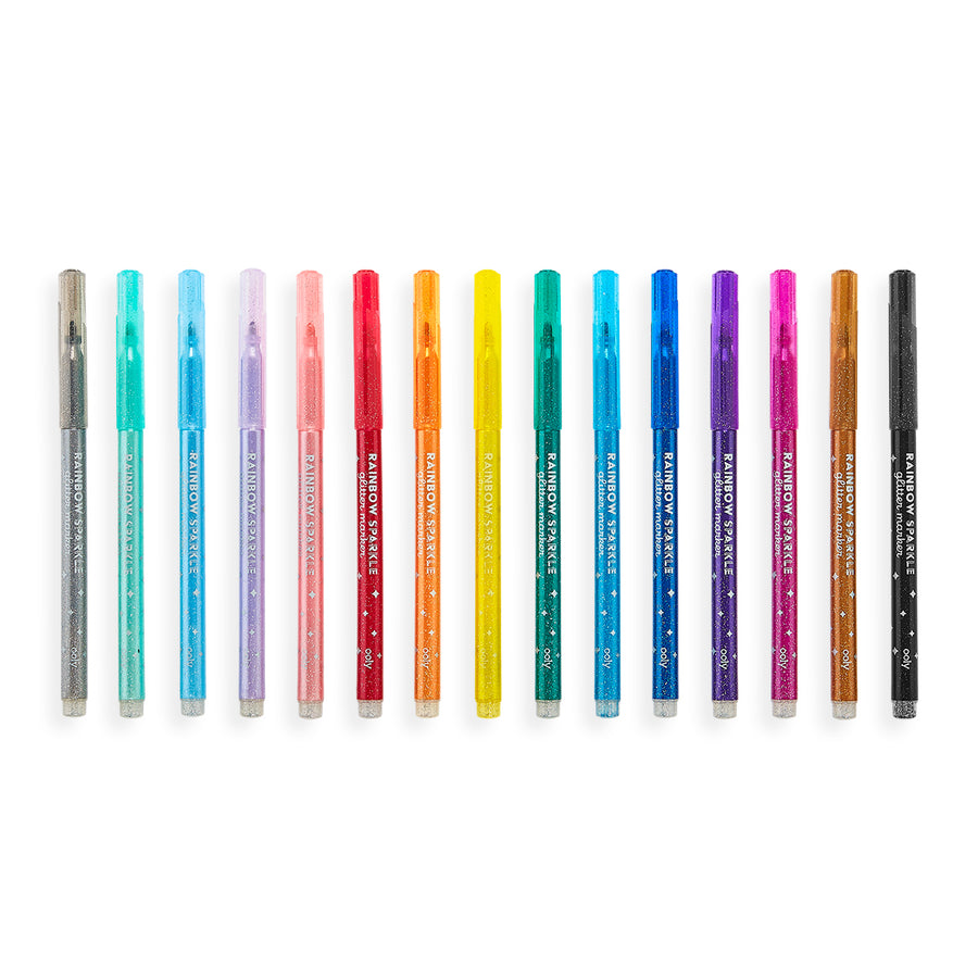 Rainbow Sparkle Glitter Markers - Set of 15